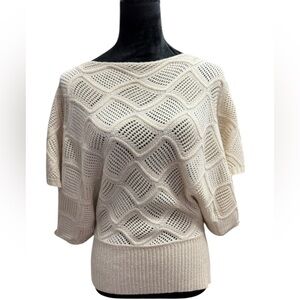 Magaschoni Cream Textured Cashmere Knit Sweater Size Small